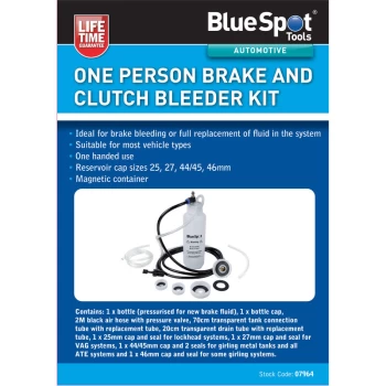07964 One Person Brake And Clutch Bleeder Kit - Bluespot