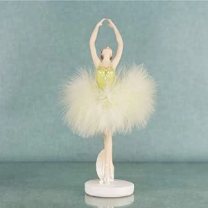 Ballerina Dancer Resin Figurine in Green Dress 23.5cm