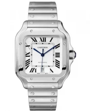 Cartier Santos De Cartier Silver Dial Stainless Steel Mens Watch WSSA0018 WSSA0018