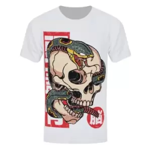 Unorthodox Collective Mens Snake Skull Tattoo T-Shirt (S) (White)