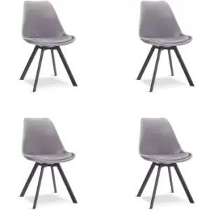 Mmilo Set Of 4 Light Grey Velvet Tulip Style Dining Chair