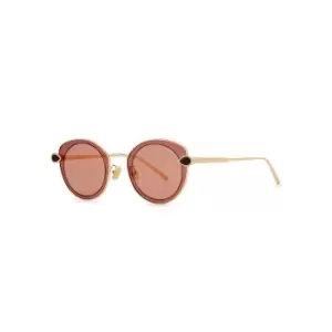 Boucheron Gold-plated Oval-frame Sunglasses - RED