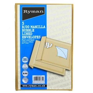 Ryman Manilla Bubble Envelopes - 5-Pack