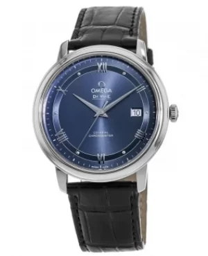 Omega De Ville Prestige Co-Axial 39.5mm Blue Dial Leather Strap Mens Watch 424.13.40.20.03.002 424.13.40.20.03.002