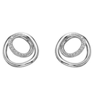 Sterling Silver Circle/Spiral Earrings With Cubic Zirconia Detail