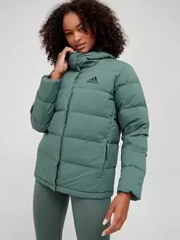 adidas Helionic Hooded Jacket - Dark Green, Dark Green, Size XL, Women