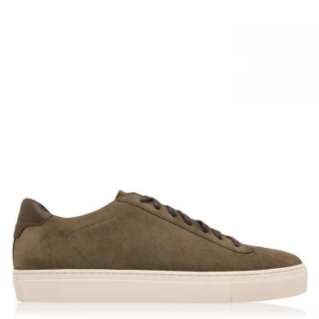 Reiss Finly Low Top Suede Trainers - Dark Moss