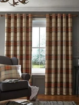 Catherine Lansfield Brushed Heritage Check Lined Eyelet Curtains
