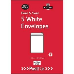 Envelopes C4 Peel and Seal White 90gsm Pack of 200 9731232
