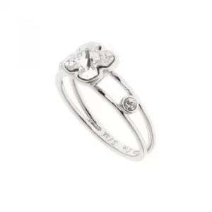 Ladies Karen Millen Silver Plated Art Glass Flower Ring Size SM