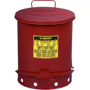 Justrite Safety disposal can made of sheet steel, round, with foot pedal, capacity 52 l