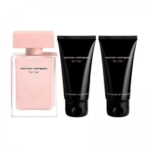 Narciso Rodriguez For Her Gift Set 50ml Eau de Parfum + 50ml Body Lotion + 50ml Shower Gel