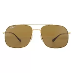 Aviator Gold Rubber Dark Brown Polarized Sunglasses