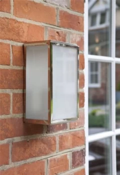 1 Light Outdoor Wall Light Polished Nickel with Frosted Glass IP44, E27