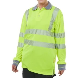 BSeen Large High Visibility Executive Long Sleeve Polo Shirt Yellow