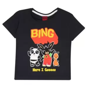 Bing Bunny Boys Here I Go T-Shirt (1-2 Years) (Black)