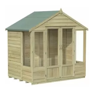 7' x 5' Forest Oakley Double Door Apex Summer House (2.32m x 1.53m) - Natural Timber
