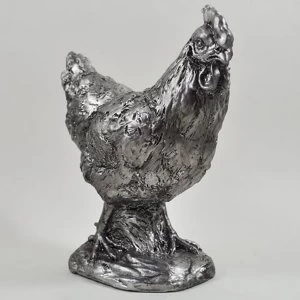 Silver Chicken Sculpture H18.5cm