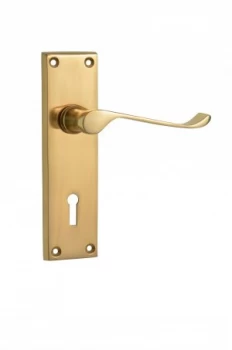 Wickes Paris Victorian Scroll Locking Door Handle - Polished Brass 1 Pair