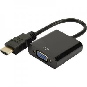 Digitus HDMI / VGA Adapter [1x HDMI plug - 1x VGA socket, Jack socket 3.5 mm] Black 10.00 cm