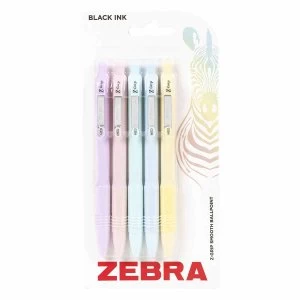 Zebra Ballpoint Zgrip Pens Pastel 5 pack