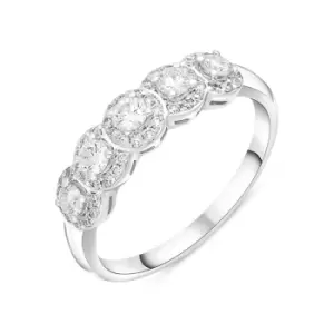 18ct White Gold 0.50ct Diamond Pave Cluster Half Eternity Ring
