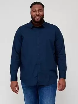 Calvin Klein Big & Tall Slim Fit Stretch Poplin Shirt - Navy, Size 4XL, Men