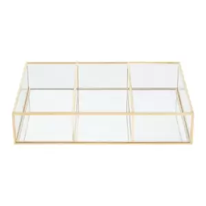 Interiors by PH 3 Compartments Clear Glass Makeup Organiser