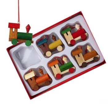 Hanging Wooden Train Decoration (Set of 6) By Heaven Sends