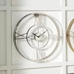 Metal Double Framed Wall Clock 50cm Silver