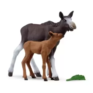 Schleich Wild Life National Geographic Kids Moose with Calf Toy...