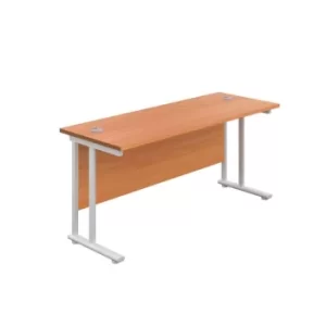 1200 X 600 Twin Upright Rectangular Desk Beech-White