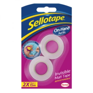 Sellotape On-Hand Invisible Refills 15m 2 pack