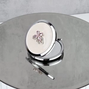 Sophia Silverplate Pink Butterfly Compact Mirror