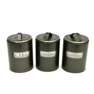 Brushed Tin Tea/Coffee/Sugar Canisters