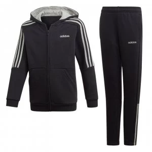 adidas Boys Essentials 3-Stripes Zip Tracksuit - Black/Grey