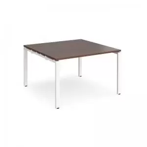 Adapt square boardroom table 1200mm x 1200mm - white frame and walnut