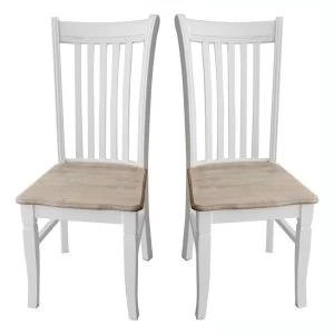 Charles Bentley Shabby Chic Vintage French Style Dining Chairs - Set of 2 White