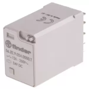 Finder, 24V dc Coil Non-Latching Relay DPDT, 12A Switching Current Plug In, 2 Pole, 56.32.9.024.0000T