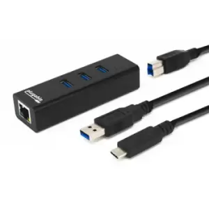 Plugable Technologies USB Hub with Ethernet 3 port USB 3.0 Bus Powered Hub
