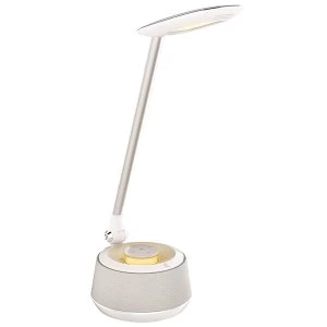 Lexibook BTL030 Decotech LED Desk Lamp with Bluetooth Speaker - White/Yellow UK Plug