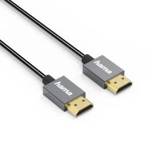 Hama HDMITM Elite High-Speed Cable, Ethernet, Metal, Anthracite, 0.75 m