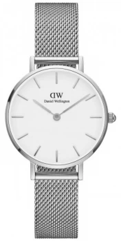 Daniel Wellington Womens Petite 28mm Sterling Silver White Watch