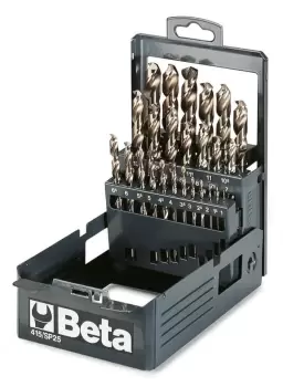 Beta Tools 415/SP19. 19pc HSS-CO 8% Entirely Ground Twist Drill Set in Case