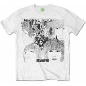 The Beatles Mens Revolver Album Cover White T-Shirt Medium
