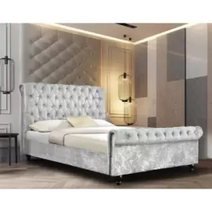 Arisa Upholstered Beds - Crush Velvet, Small Double Size Frame, Silver - Silver
