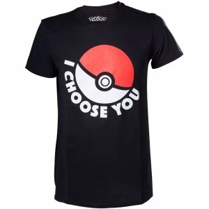 Pokemon I Choose You Mens Medium Black T-Shirt