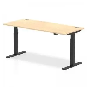 Air 1800 x 800mm Height Adjustable Desk Maple Top Cable Ports Black