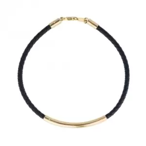 Dark Blue Leather Bracelet in Yellow Gold GB513