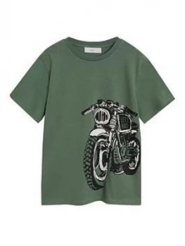 Mango Boys Motorbike Print T-Shirt - Khaki, Size 7 Years